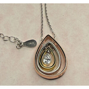 J. Rosee 925 Gold Over Sterling Teardrop Necklace Dream Love Happiness 16 in